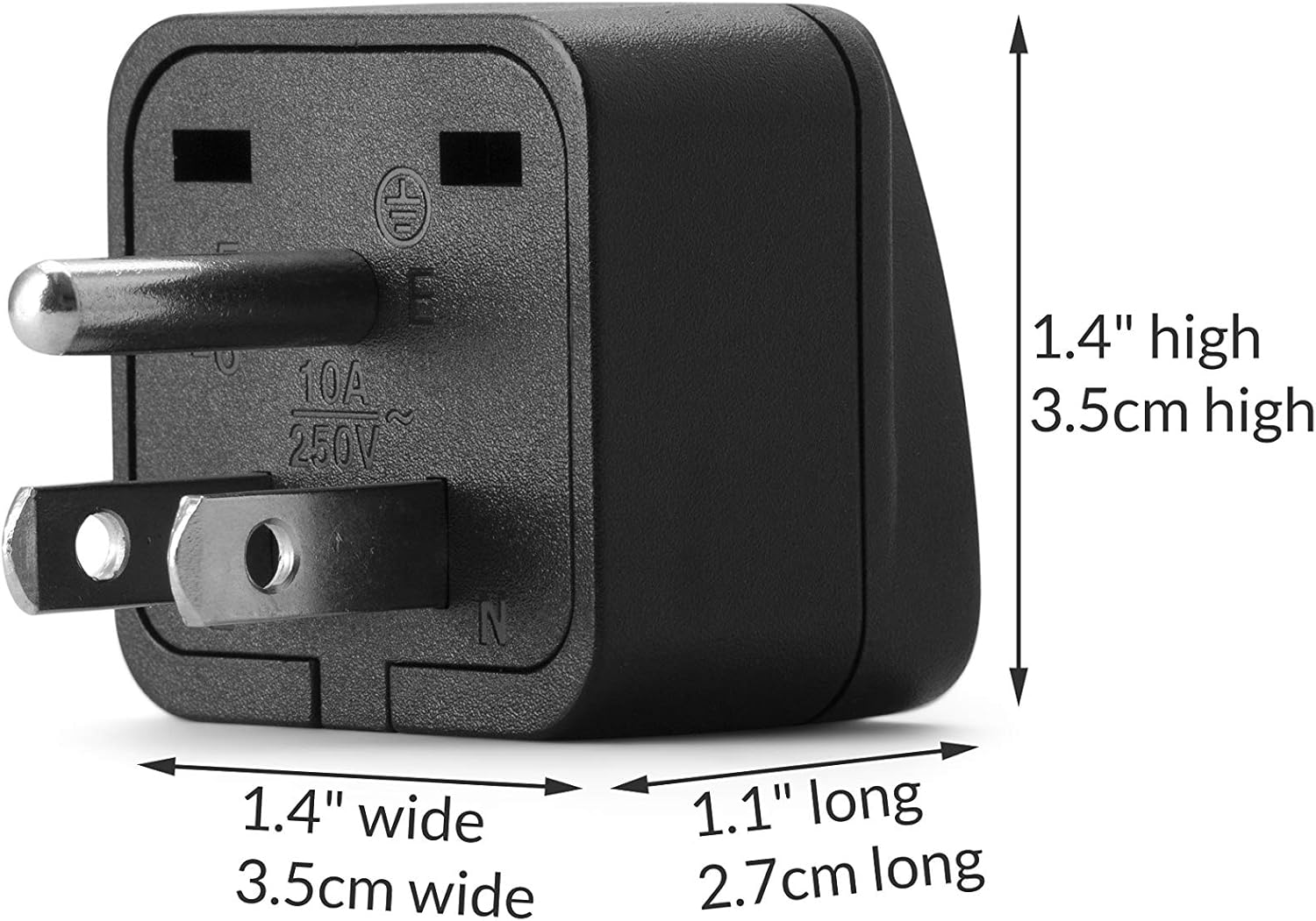 Unidapt US Travel Plug Adapter, EU,AU,UK,NZ,CN,in to USA (Type B), Grounded 3 Prong USA Wall Plug, EU to US Travel Adaptor and Converter, Power Outlet Charger (1-Pack) - Image 3